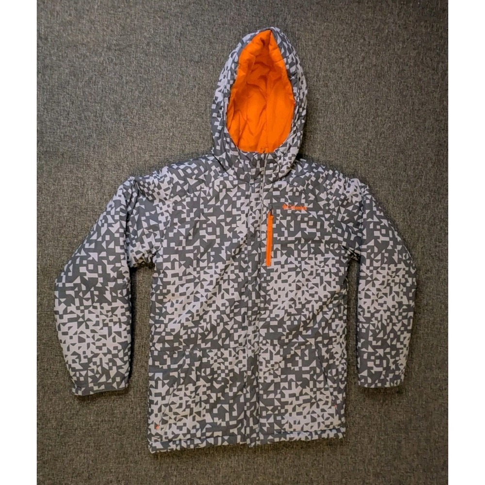 Columbia Abstract Print Zip Up Winter Jacket Pockets Unisex Youth Sz Large Coat